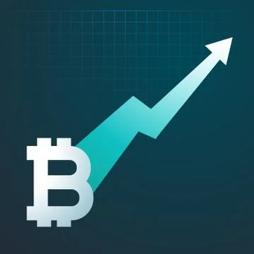 Bitcoins upward trend graph arrow rising up Illustrazione stock