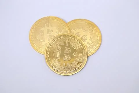 Bitcoins on white background Stock Photos