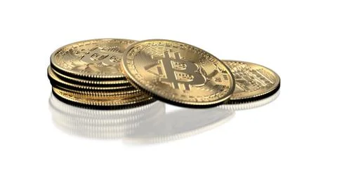 Bitcoins on white Stock Illustration
