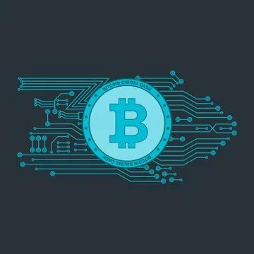 Bitcon poster blue Stock-Illustration
