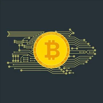 Bitcon poster gold Illustrazione stock