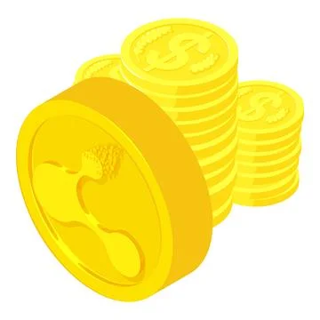 Bitconnect cryptocurrency icon isometric vector. Bitconnect coin and coin stack Stock Illustration