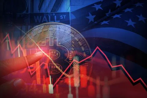 Bitcons downtrends line charts Ilustración de archivo