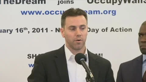 Bite 2 of 5 Occupy Wall Street founder and organizer David DeGraw Stock Footage 10559260