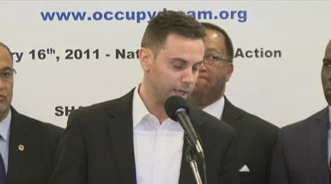 Bite 4 of 5 Occupy Wall Street founder and organizer David DeGraw Stock Footage 10559177