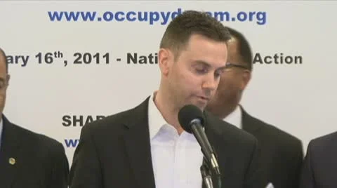 Bite 5 of 5 Occupy Wall Street founder and organizer David DeGraw Stock Footage 10559137