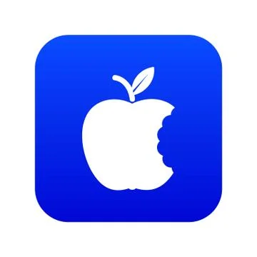 Bite apple icon blue vector Stock Illustration