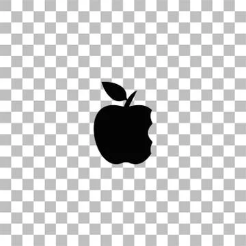 Bite apple icon flat Stock Illustration