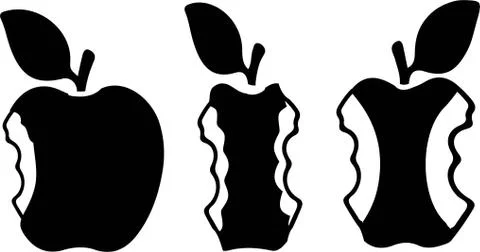 Bite apple icon set on white background Stock Illustration