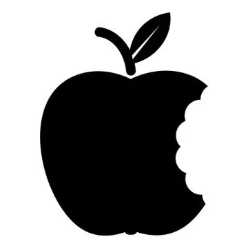 Bite apple icon, simple black style 스톡 일러스트