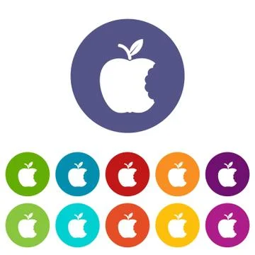 Bite apple icons set color 스톡 일러스트