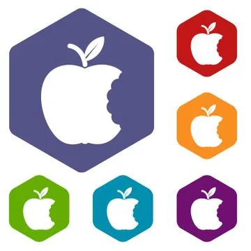 Bite apple icons vector hexahedron 스톡 일러스트