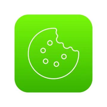 Bite biscuits icon green vector Stock Illustration