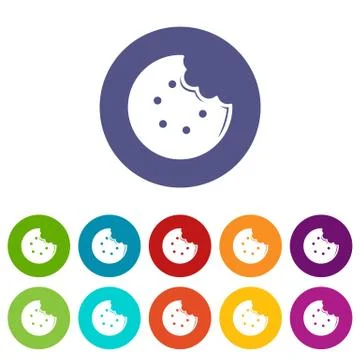 Bite biscuits icons set vector color Stock Illustration