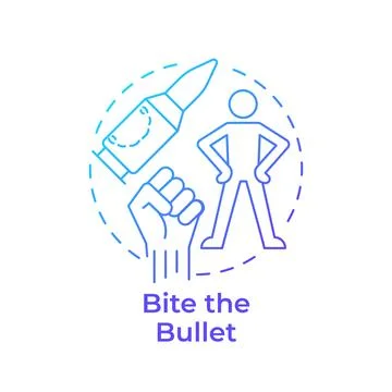 Bite the bullet blue gradient concept icon Illustrazione stock