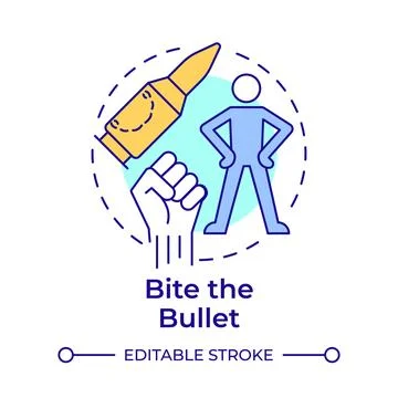Bite the bullet multi color concept icon Illustrazione stock