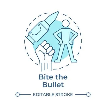 Bite the bullet soft blue concept icon Illustrazione stock