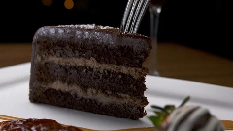 Bite of chocolate cake  Stock Footage 112575088
