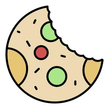 Bite cookie icon color outline vector Stock Illustration