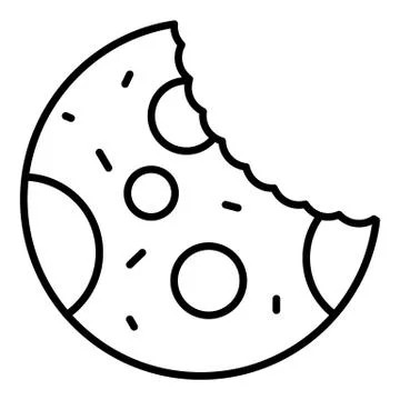 Bite cookie icon, outline style Stock Illustration