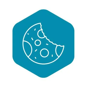Bite cookie icon, outline style Stock Illustration