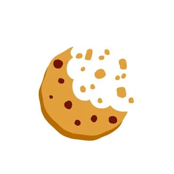 Bite of dessert. Bread crumbs. Chocolate sweetness. Flat cartoon illustration Stock Illustration