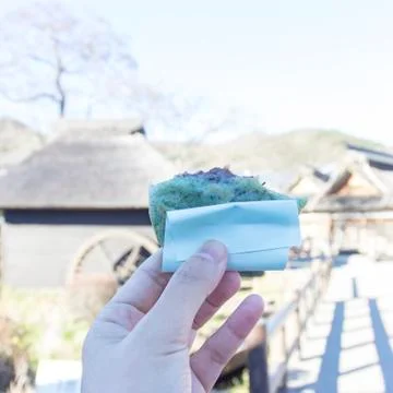 Bite Green tea grill mochi street food in Japan Stock Photos