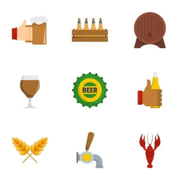Bite icons set, flat style Stock Illustration