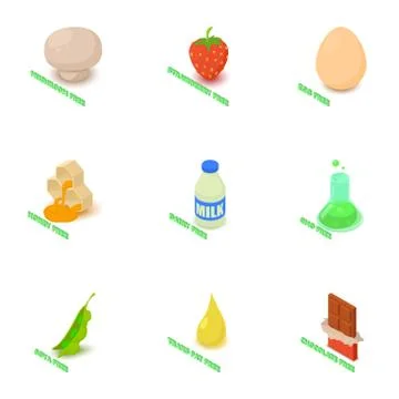 Bite icons set, isometric style Stock Illustration