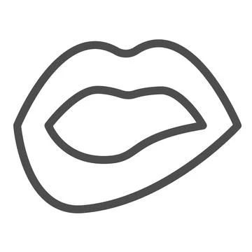 Bite lips line icon, sexual concept, Sexy lips sign on white background, Bite Illustrazione stock