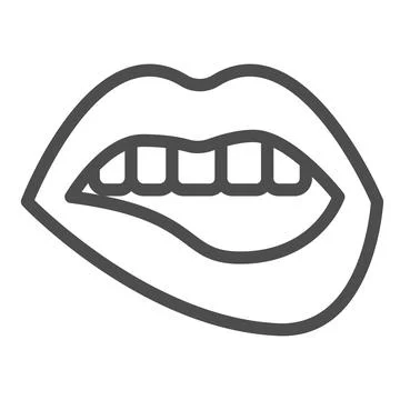 Bite lips line icon, sexual concept, Sexy lips sign on white background, Bite Illustrazione stock