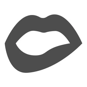 Bite lips solid icon, sexual concept, Sexy lips sign on white background, Bite Illustrazione stock