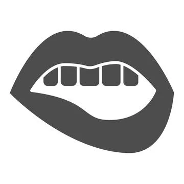 Bite lips solid icon, sexual concept, Sexy lips sign on white background, Bite イラスト素材