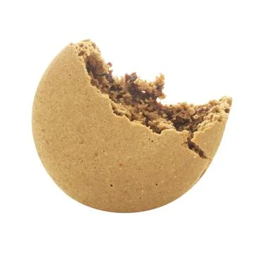 Bite Macaron coffee flavour biscuit isolated Foto stock