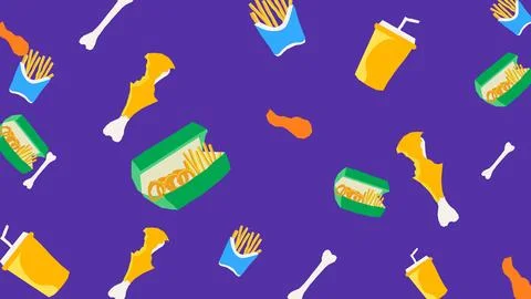 Bite marks and junk food background Stock Illustration