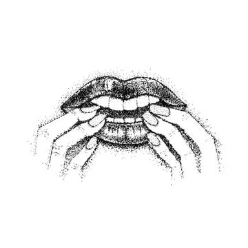 Bite Nails Dotwork Stock Illustration