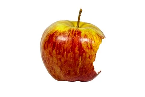 Bite out of fresh red and yellow apple Stock Photos
