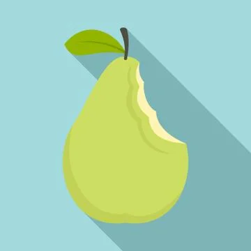 Bite pear icon, flat style 스톡 일러스트