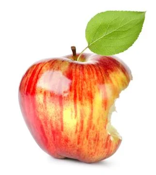 Bite on a red apple Stock Photos