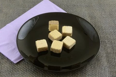 Bite size chocolate hazelnut wafer cookies Stock Photos