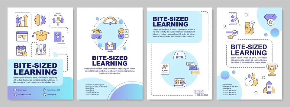 Bite sized learning blue circle brochure layout. Stock Illustration