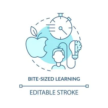 Bite sized learning turquoise concept icon Stock Illustration