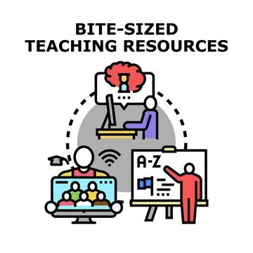 Bite sized teaching resources concept illustration Stock Illustration