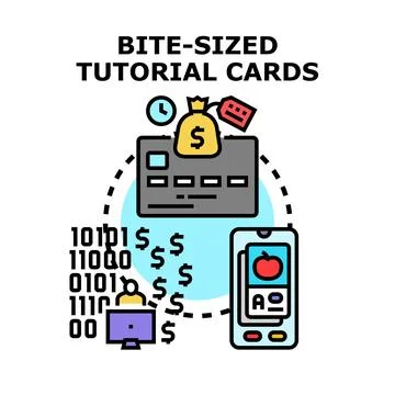Bite sized tutorial cards for digital learning and earnings イラスト素材
