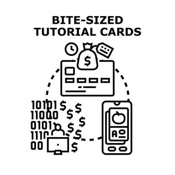 Bite sized tutorial cards for digital learning and earnings イラスト素材