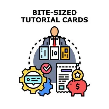 Bite sized tutorial cards for effective learning Stock Illustration