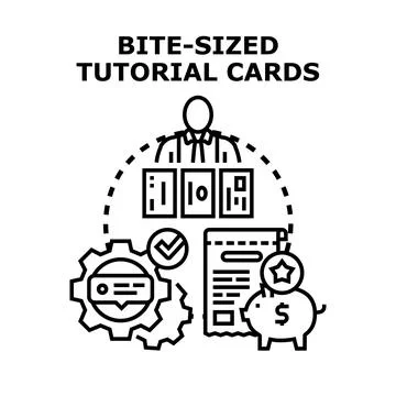 Bite sized tutorial cards for effective learning Stock Illustration