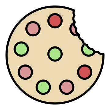 Bite sugar cookie icon color outline vector Stock Illustration
