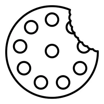 Bite sugar cookie icon, outline style Stock Illustration