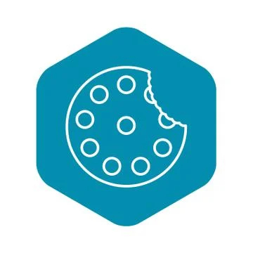 Bite sugar cookie icon, outline style Stock Illustration
